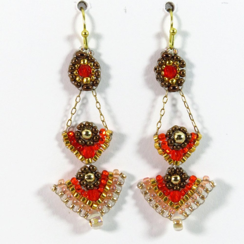 Beaded fan earrings